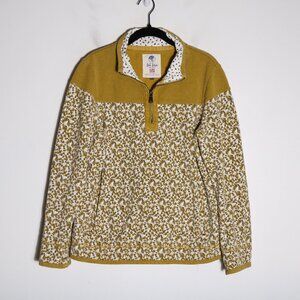Fatface Airlie Floral Print Quarter Zip Sweatshirt Womens 8 Mustard Yellow Boho